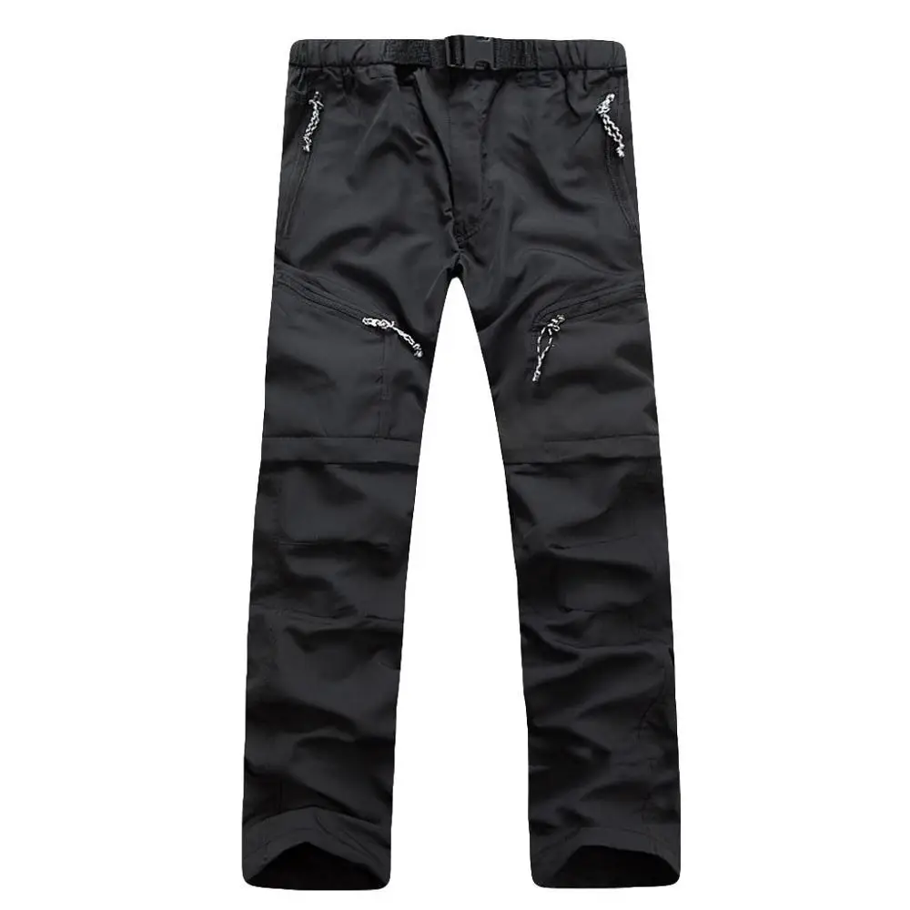 Летние мужские быстросохнущие съемные походные брюки для спорта на открытом воздухе дышащие брюки для кемпинга треккинга рыболовные шорты#0926 - Цвет: Черный