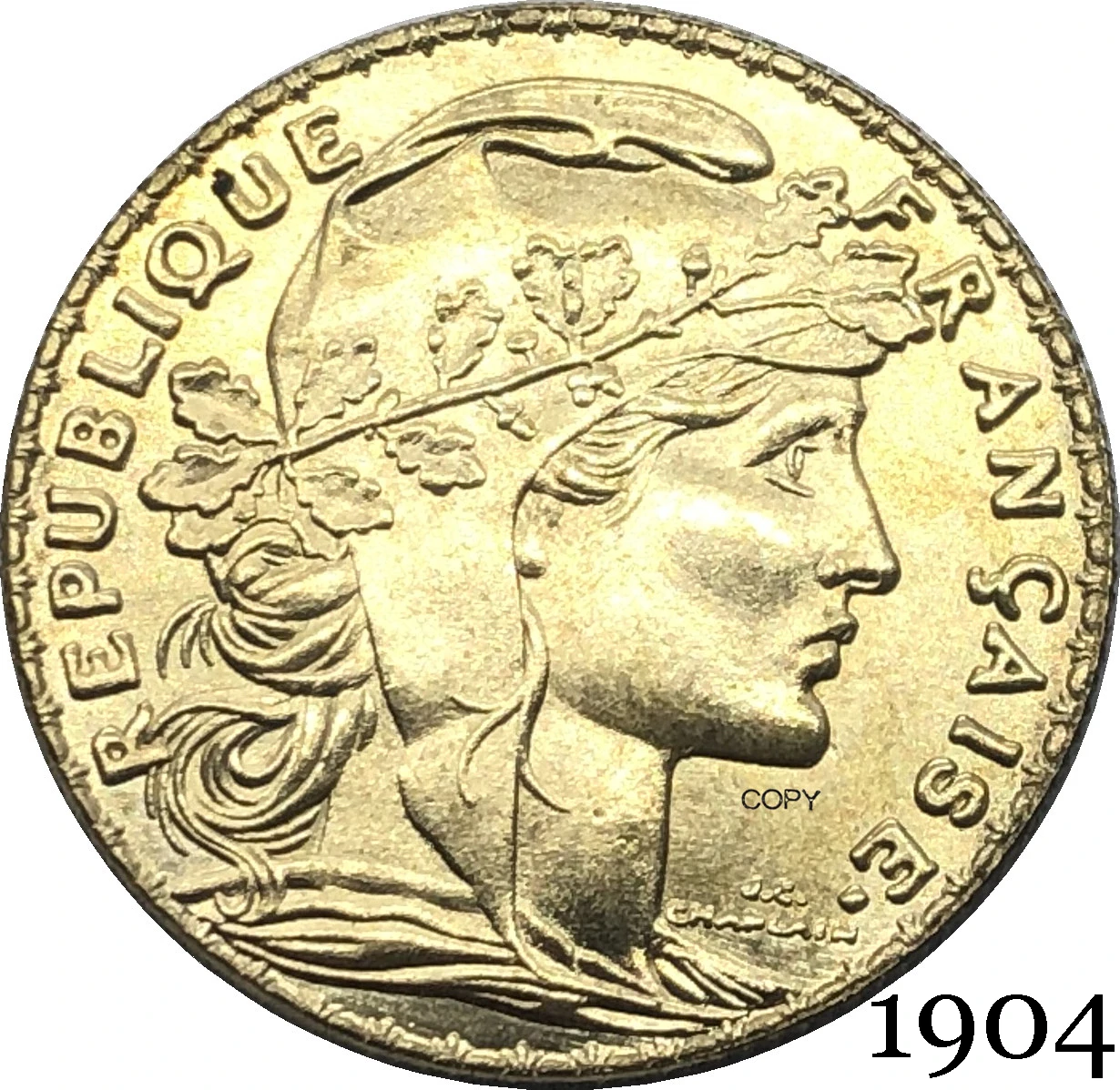 Réplica de la Tercera República de Francia, 20 dólares, moneda de de oro, latón, Metal, Liberte, monedas de producción|Monedas sin curso legal| - AliExpress