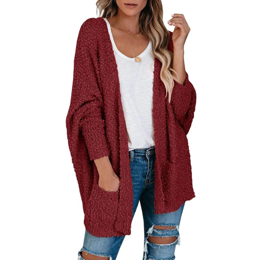 Elegant Cardigan For Women Autumn Winter Toothbrush Velvet Oversize Sweater Woman Batwing Sleeve Korean Sweater Women New 2020