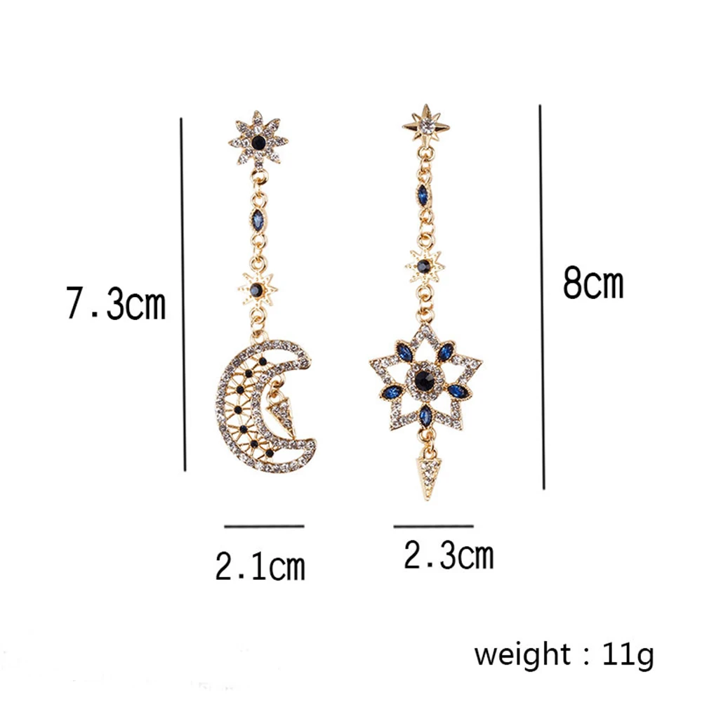 LEGENSTAR блестящая кристаллическая звезда серьги в форме Луны для женщин Шарм Висячие серьги-гвоздики модные ювелирные изделия сережки