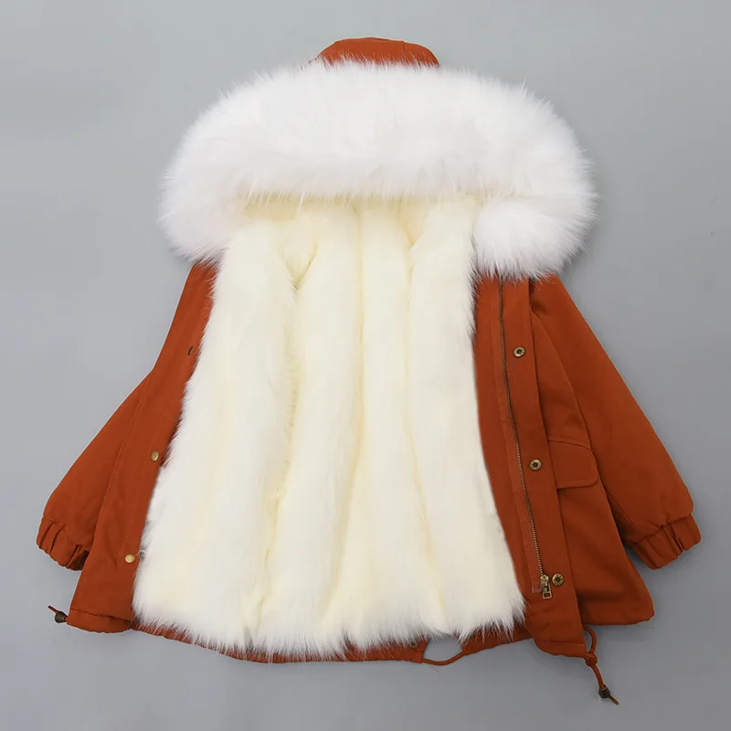 

Children Autumn Winter Faux Fur Coat Boys Girls Thickening Fur Collar Hooded Jackets Kids Plus Velvet Fashion Parkas Outwear