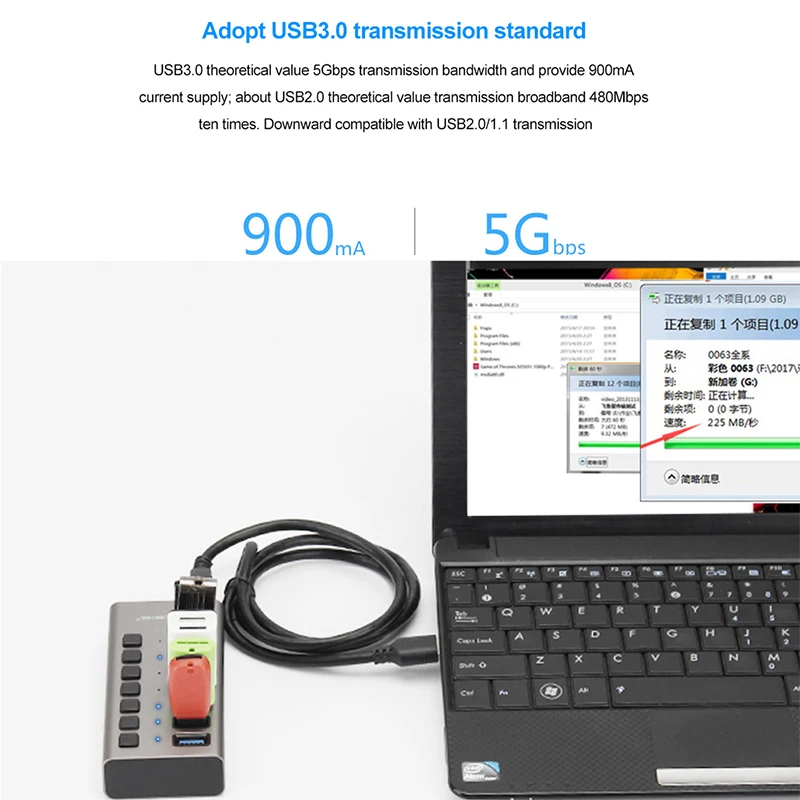 USB Hub 3 0 High Speed 7 Port USB 3 0 Hub Splitter On Off Switch 3