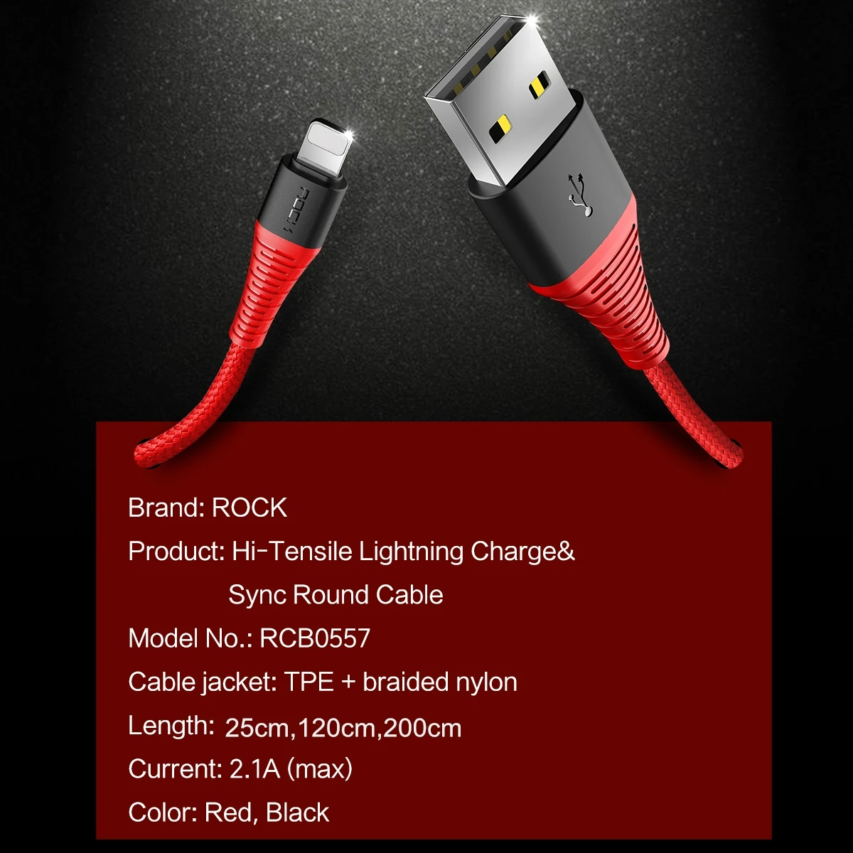 Rock для USB защитный кабель зарядное устройство для iPhone xs max xr x 8 7 6s plus 5 apple ipad pro Кабель для быстрой зарядки данных 1 м 2 м 8 pin 2A