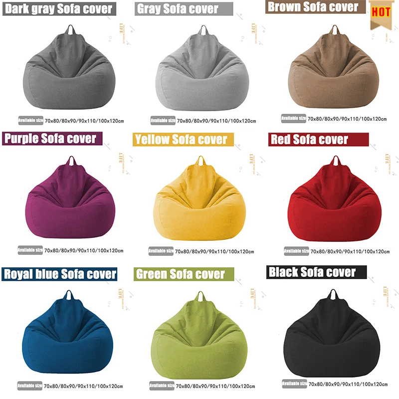 Большие маленькие чехлы для диванов Lazy BeanBag стулья без наполнителя из льняной