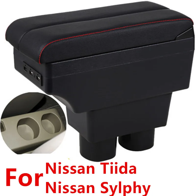 Leather Car Center Console Armrests Storage Box for Nissan Tiida Nissan