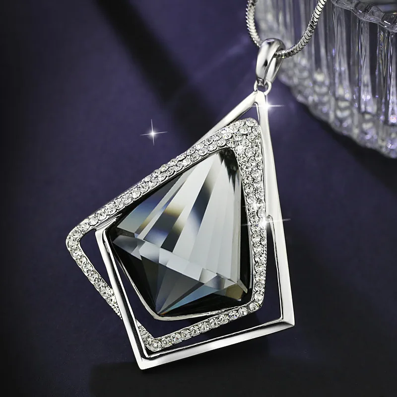 LWMMD золотистого и серебряного цвета длинное ожерелье винтажное панк треугольное