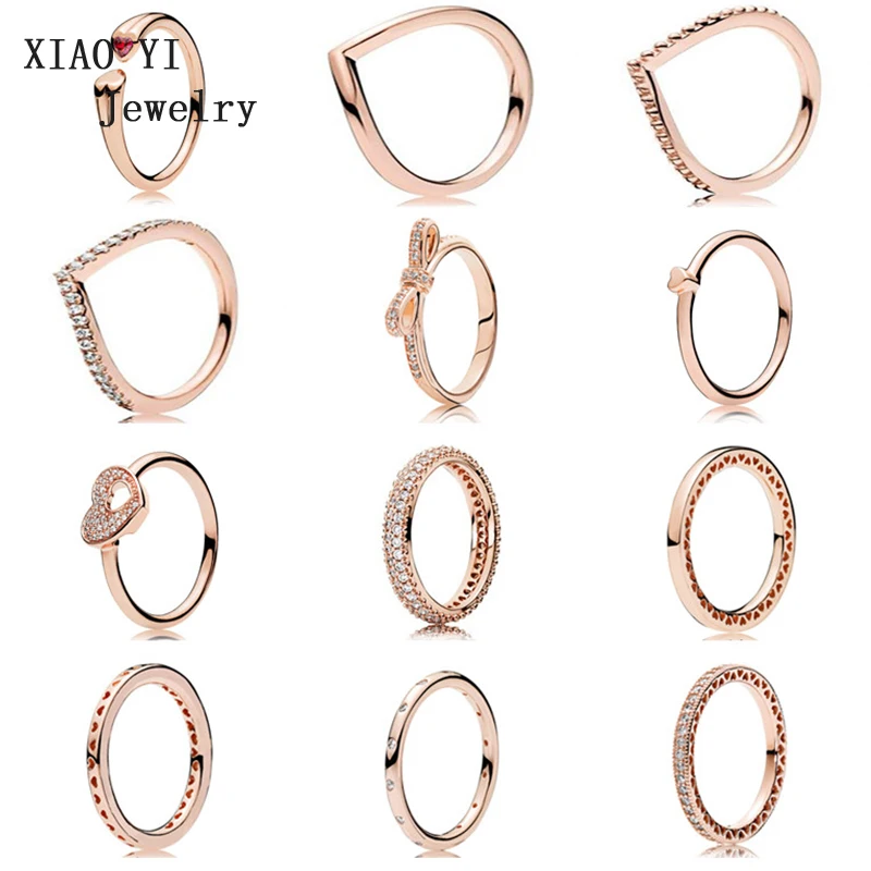 

XIAOYI Original 100% 925 Sterling Silver Rings Engraved LOGO Original Model Production Women Ring Wish Multi-Color Heart Ring