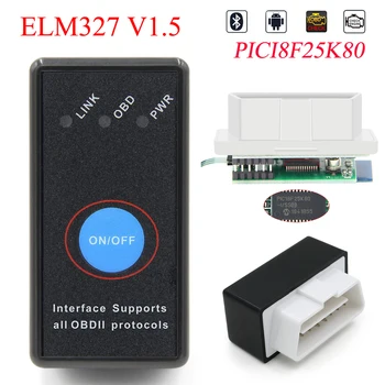 

Mini ELM 327 Bluetooth Power Switch PICI8F25K80 ELM327 V1.5 OBD2 Best Interface Scan Tool Code Reader for Android OBD2 Torque
