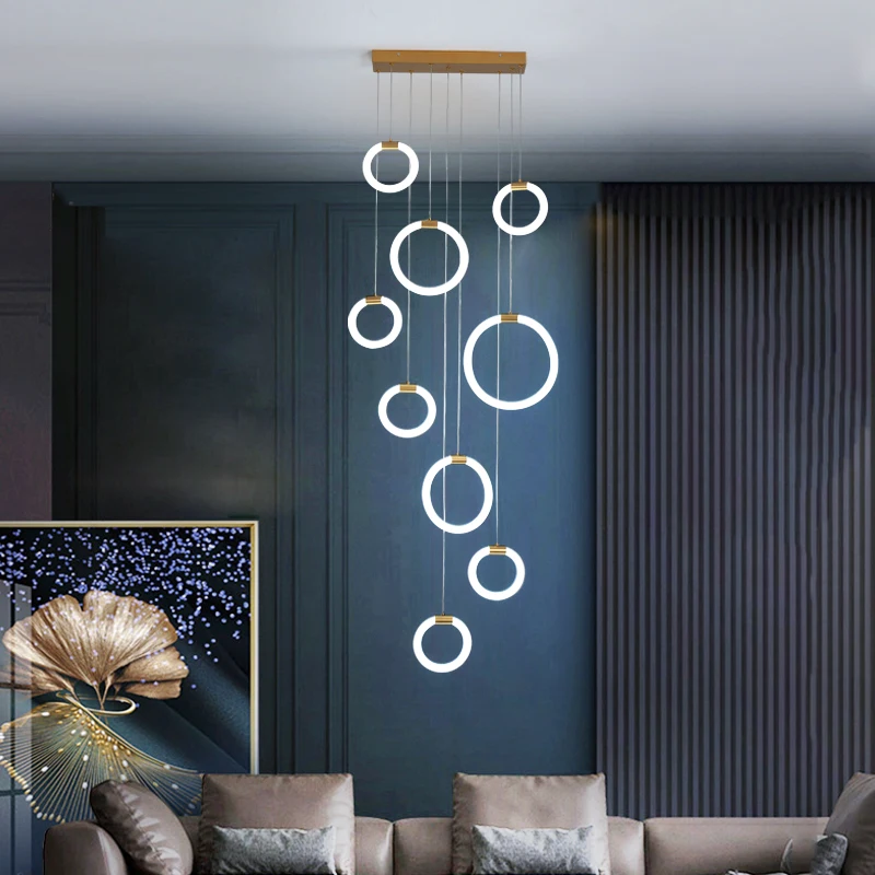 

acrylic lustre led Hanging modern chandelier light fixtures Gold/black Led Chandelier lighting for diningroom villa hotel