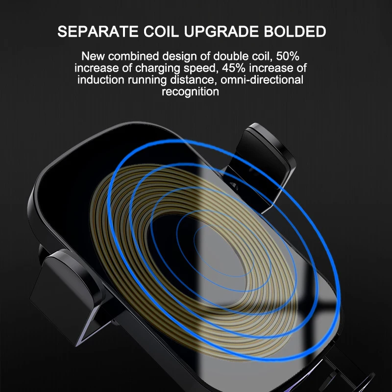 QI Wireless Car Charger For Iphone 11 Huawei Fast Charger 2 In 1 QI 10W Car Air Vent Intelligent Infrared Sensor Phone Holder
