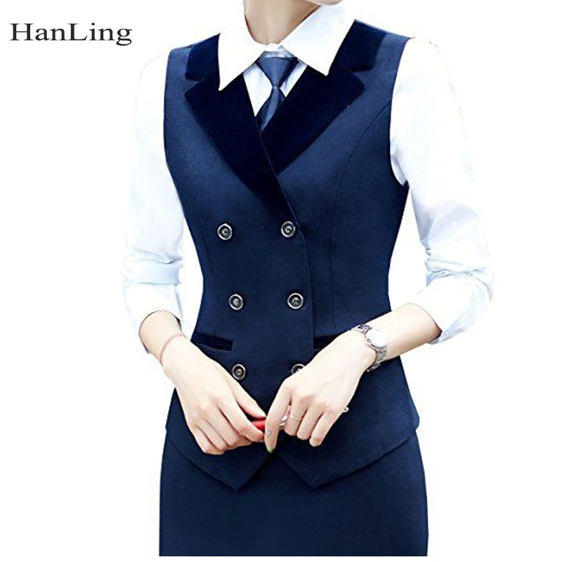 Women's Suit Vest Lapel Doublebreasted Business Slim Fit Sleeveless