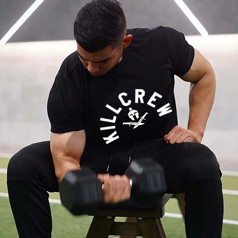 Мужская футболка с надписью Muscle fitness Brothers, повседневный спортивный пуловер с коротким рукавом и круглым вырезом, топы для бега, стиль