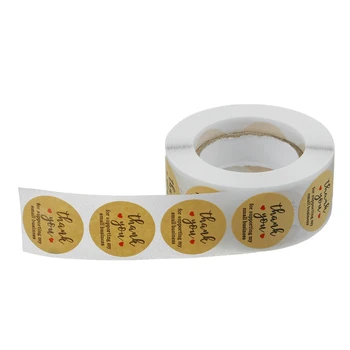 

500 Labels Per Roll Round Natural Kraft Thank You Sticker Seal Labes Hand Made with Love Sticker Paper Stationery Sticker