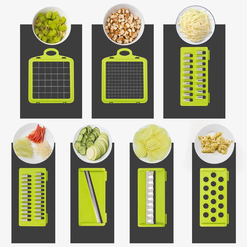 14 In 1 Multifunctional Vegetable Cutter Potato Slicer Carrot Grater Kitchen Accessories Gadgets Steel Blade Kitchen Tool