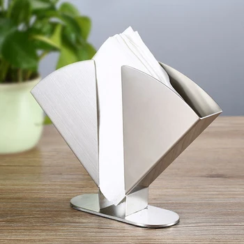 

Stainless Steel Napkin Holder Paper Serviette Dispenser Vertical Decorative Tissue Rack Box for Dining Table Kitchen Countertop