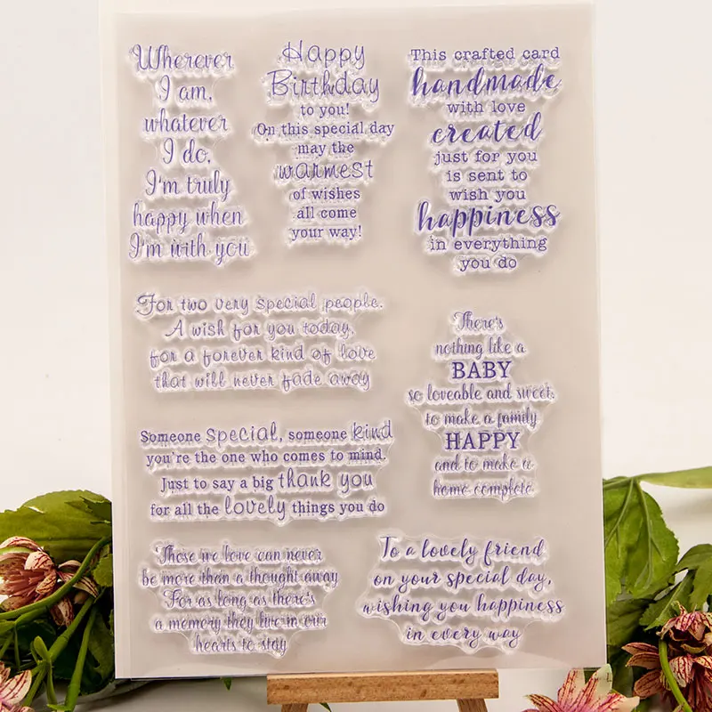 

Blessing words stamp Clear Stamp for Scrapbooking Transparent Silicone Rubber DIY Photo Album Decor for Art Handmade Gift