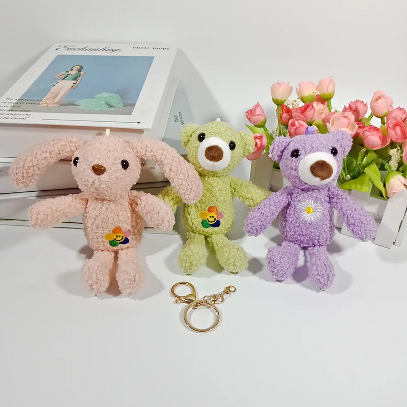 17cm Cute bear rabbit Plush Keychains Toys Stuffed Hare Plush Animals Phone Key Chain Bag Pendant Dolls Toy