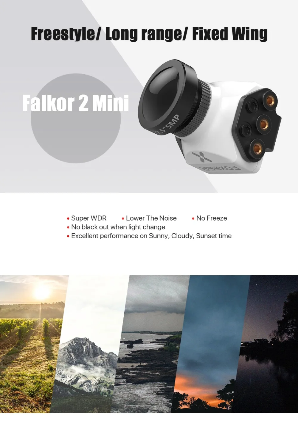 Foxeer Falkor 2 FPV камера Мини Стандартный размер глобальная WDR Фристайл длинный диапазон