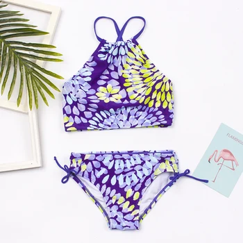 Flower Print Girls Swimsuit Swimwear Colorful Kids Bikinis Summer Girls Bikini 2025 Children Biquini Infantil Bathing Suit A366