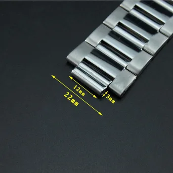 

12x20mm Convex Stainless Steel Watch Band Strap Bracelet Watchband Butterfly Clasps Silver Buckle with Pins & Tool For Men Women