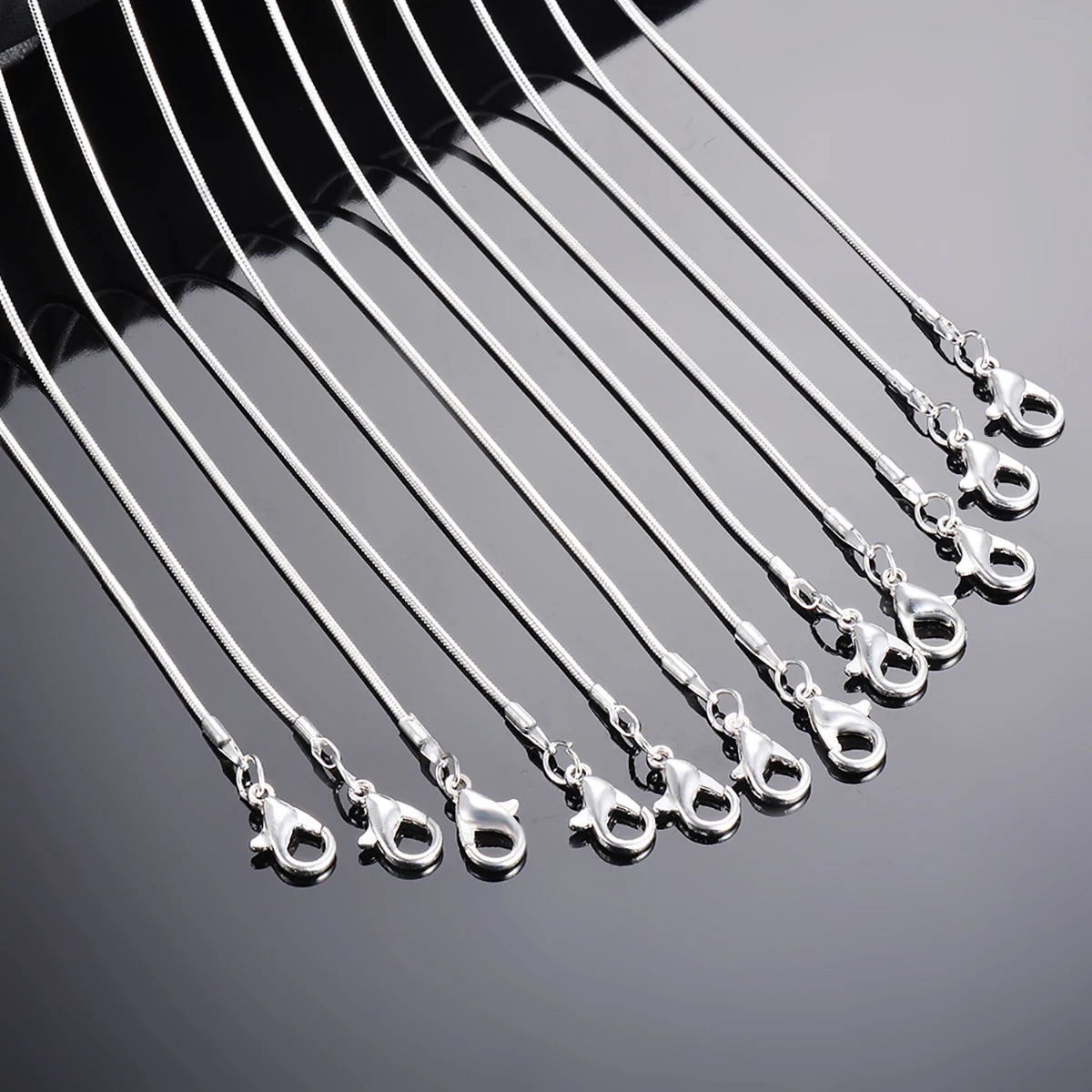 12cs/lot 1.2mm DIY Snake Chain Charms Link Necklace with Lobster Clasps for Jewelry Making 40cm-60cm cuban necklaces silver necklace fashion necklace stainless steel necklace gothic necklace pendant necklaces initial necklace rose gold necklace metal necklace pearl necklace stamp necklace choker necklace rose gold necklaces butterfly necklace statement necklace pendant necklace evil eye charm necklace sterling chain necklace