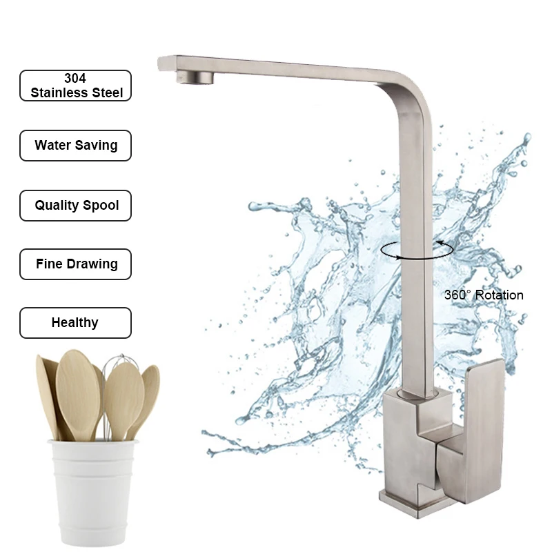 

Kitchen Faucet Deck Mounted Mixer Tap 360 Degree Rotation Hot And Cold Water Faucet Kitchen Sink Stream Sprayer Head Mixer Tap