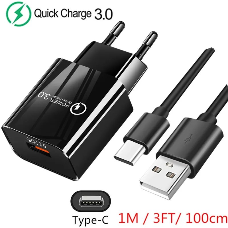 65 watt charger 18W 5A Fast Charger QC 3.0 USB Charger Quick Charge Type C Cable for Huawei Samsung Xiaomi Redmi Google Pixel 6 Pro EU US Plug 65w charger Chargers