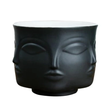 

Botique-Artist'S Residence Face Flower Pot Decoration Potted Planting Garden Decoration White Pottery Vase