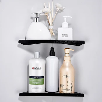 

Space Aluminum Corner Bathroom Shelves Bath Shower Shelf Soap Dish Cosmetic Storage Rack Wall Mounted Home Accessories Supplies