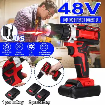 

48V 18-speed Torque Cordless Drill 2 Speed Electric Screwdriver Rechargable Wireless Power Driver DC Lithium-Ion Battery 6000mAh