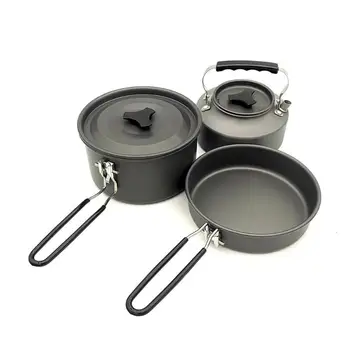 

Hot Sale Outdoor Tableware Classic Delicate Outdoor Picnic Cookware Aluminum Soup Pot Fry Pan Kettle Bowel Rice Scoop Brush