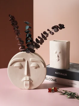 

Creative face ceramic vase Human head flower vases nordic decoration Dried flower living room home decoration accessories
