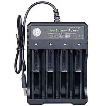 

USB 18650 Battery Charger Black 4 Slots AC 110V 220V Dual For 18650 Charging 3.7V Rechargeable Lithium Battery