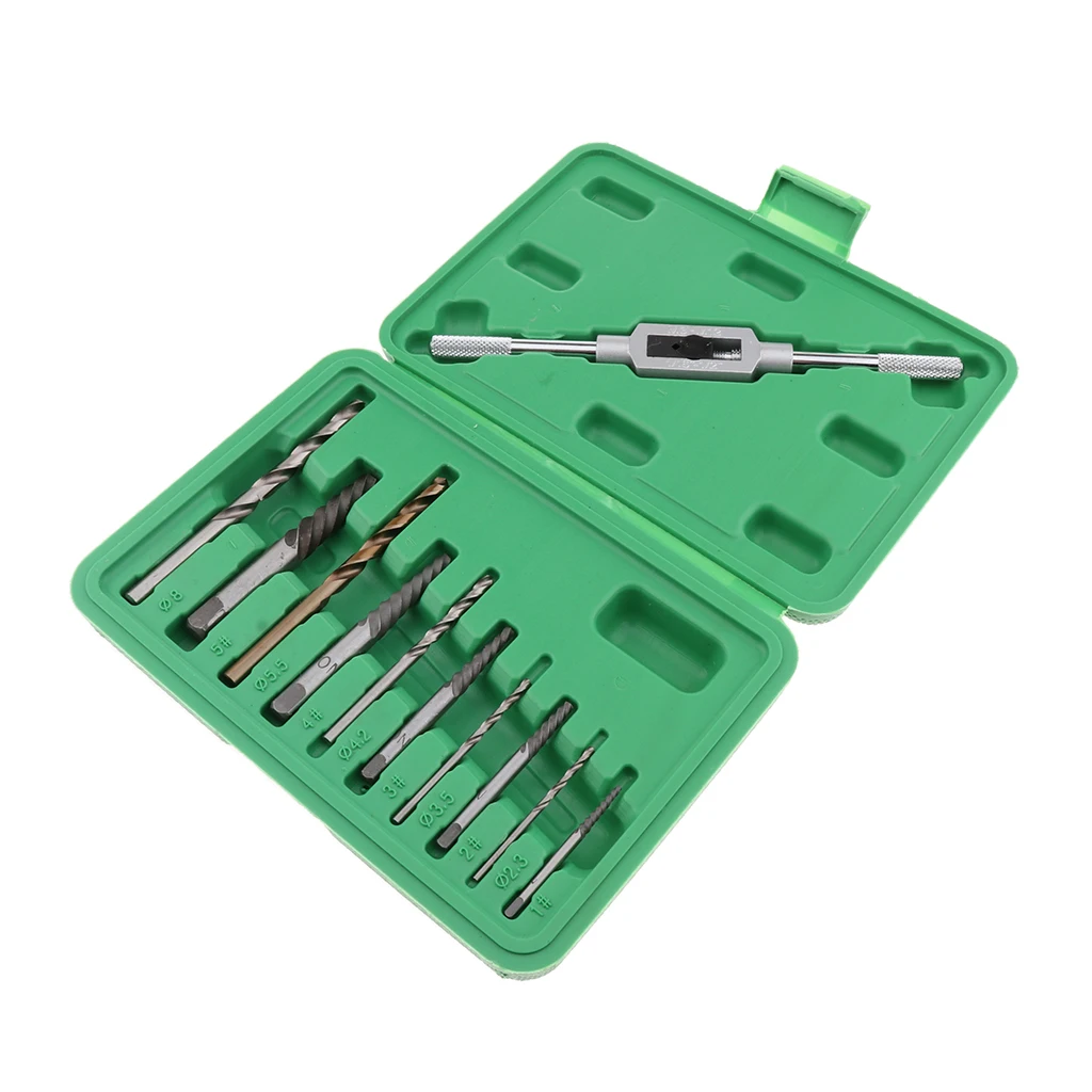11 PCS Stainless Steel Fishing Tackle Boxes Damaged Broken Screw Extractor Drill Bit Bolt Stud Remover Tool Kit Set