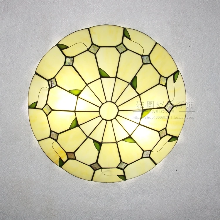 Vintage Retro Mediterranean Ceiling Lamps AC110V-220V Stained Glass Aisle Hotel Restuarant LED Balcony Lamp Lighting