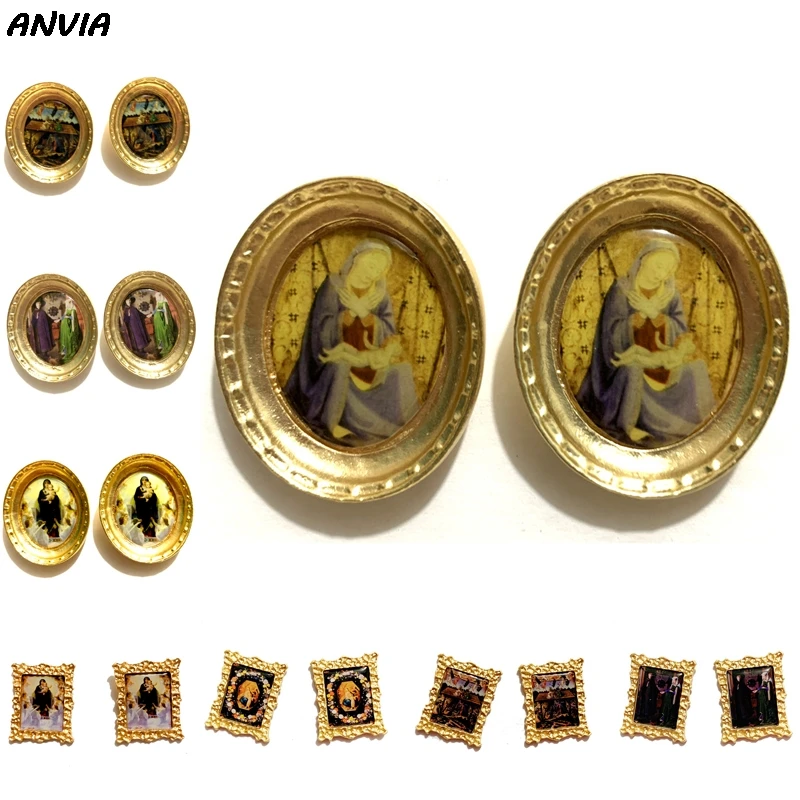 

Religious Oil Painting Jewelry Europe Jesus Virgin Mary Angel Picture Stud Earrings Christian Ethnic Retro Photo Accessories New