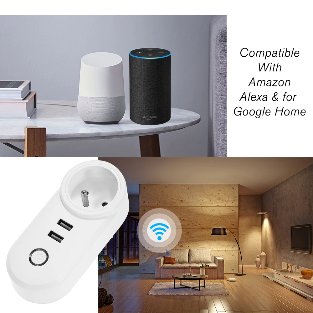 Мини 10A умная WiFi розетка ЕС Беспроводная вилка розетки умный дом таймер