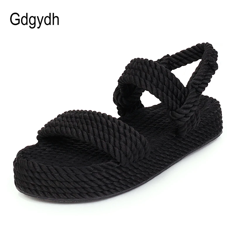 

Gdgydh 2020 New Summer Weave Summer Flat Open Toe Casual Sandals Women Rope Female Beach Shoes Platform Comfortable Big Size 43