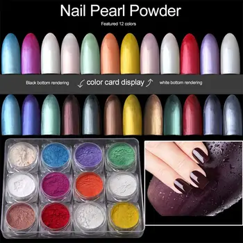 

12boxes/set 12 Colors Holographic Nail Powder Nail Manicure For Nails Art Chrome Pigment DIY Decorations Tools-ABVP