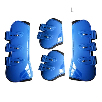 

Horse Leg Boots Protection Wrap Riding Brace PU Leather Front Hind Training Durable Guard Practical Equestrian Farm Adjustable