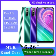 Akıllı telefonlar için A9 19:9 su damlası ekran 2SIM 4G RAM 64G ROM dört çekirdekli cep telefonu cep telefonu Android 13MP yüz kilidini Celulares