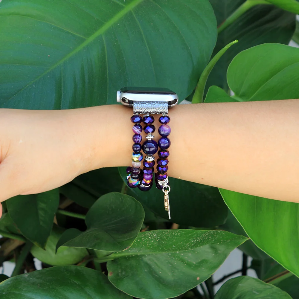 Elegant Beaded Elastic Strap for Women - Dressy Watch Bracelet Accessory