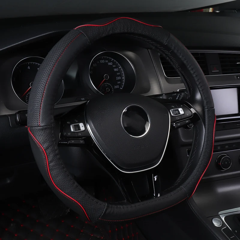 Из искусственной кожи чехол рулевого колеса автомобиля дышащий для SEAT Leon CUPRA Fr Mk3 5f 1p Mk2 1m St противоскользящие Тип D рулевые чехлы