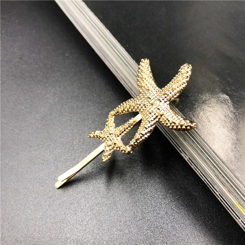 Headwear For Girls Women Hairpin Pearl Children Kid Hair Accessories Fashion Gift Hairgrip Women Beach Shell Starfish Bohemia - Цвет: Gold