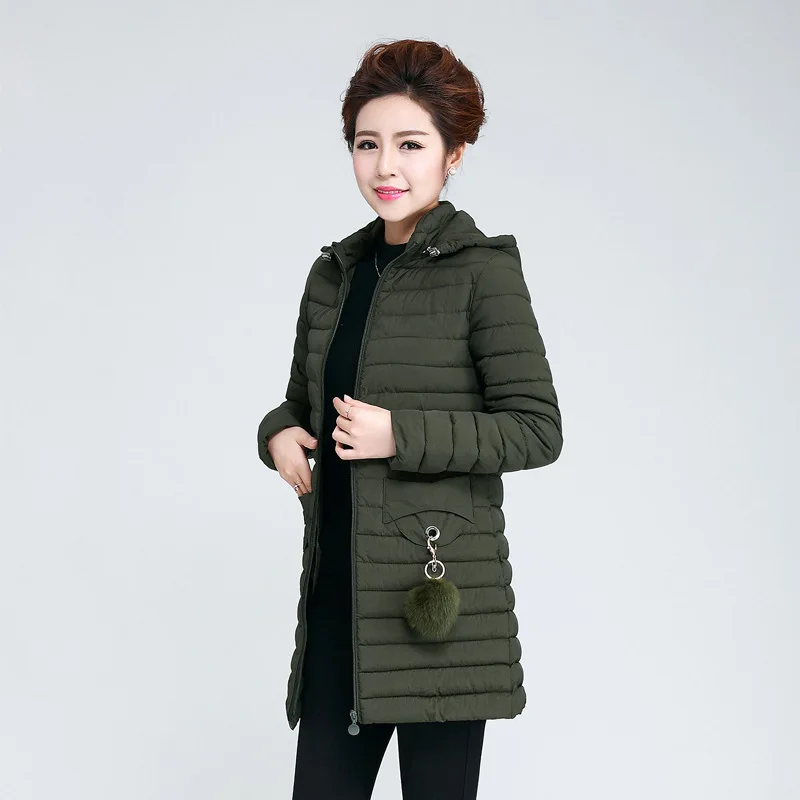 

2017 Korean-style with Furry Ball Women's Lightweight down Jacket Cotton-padded Clothes Coat Versatile Slim Fit Slimming Large S