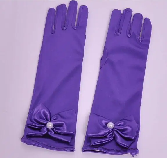 5 шт./лот, детские длинные перчатки с цветочным узором для девочек, светло-фиолетовая, Лавандовая, Студенческая кружевная перчатка, костюм, перчатки, перчатки для танцев - Цвет: Фиолетовый