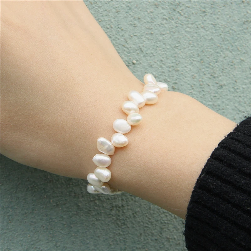 PEARLS & COLORS – Bracciale In Vere Perle D'acqua Dolce Barocche 8-9 Mm, Qualità AAA+, Elastico HR, Con Certificato E Cofanetto