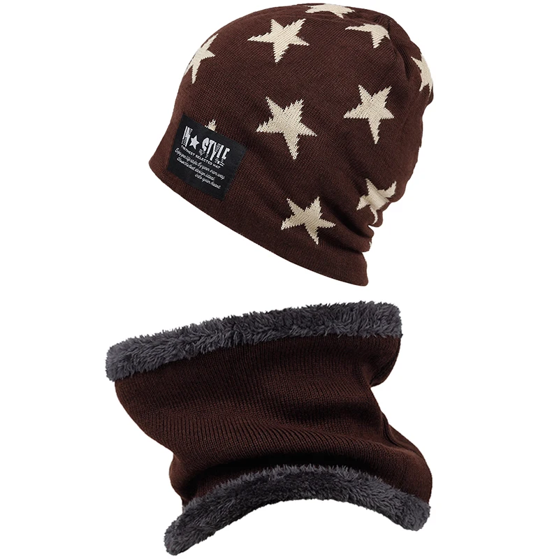 Осенние и зимние новые густая шерсть шляпа модные шапки, шарфы двойного назначения cap плюс бархат теплая шапка ветрозащитный холодной Шапки - Цвет: Коричневый