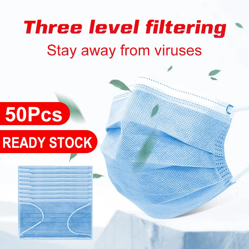 

Disposable Face Mask Non Woven 3 Layers Medical dental Earloop Surgical Masks Anti PM2.5 Anti Influenza Breathing Safety Masks