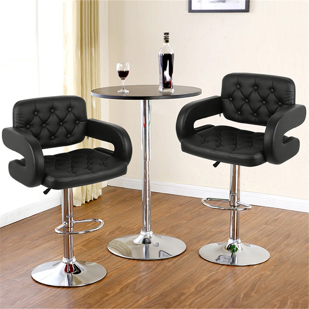 2 шт. черный вращающийся барный стул регулируемый по высоте барный стул безопасный барный стул с поручнями подставка для ног для домашнего